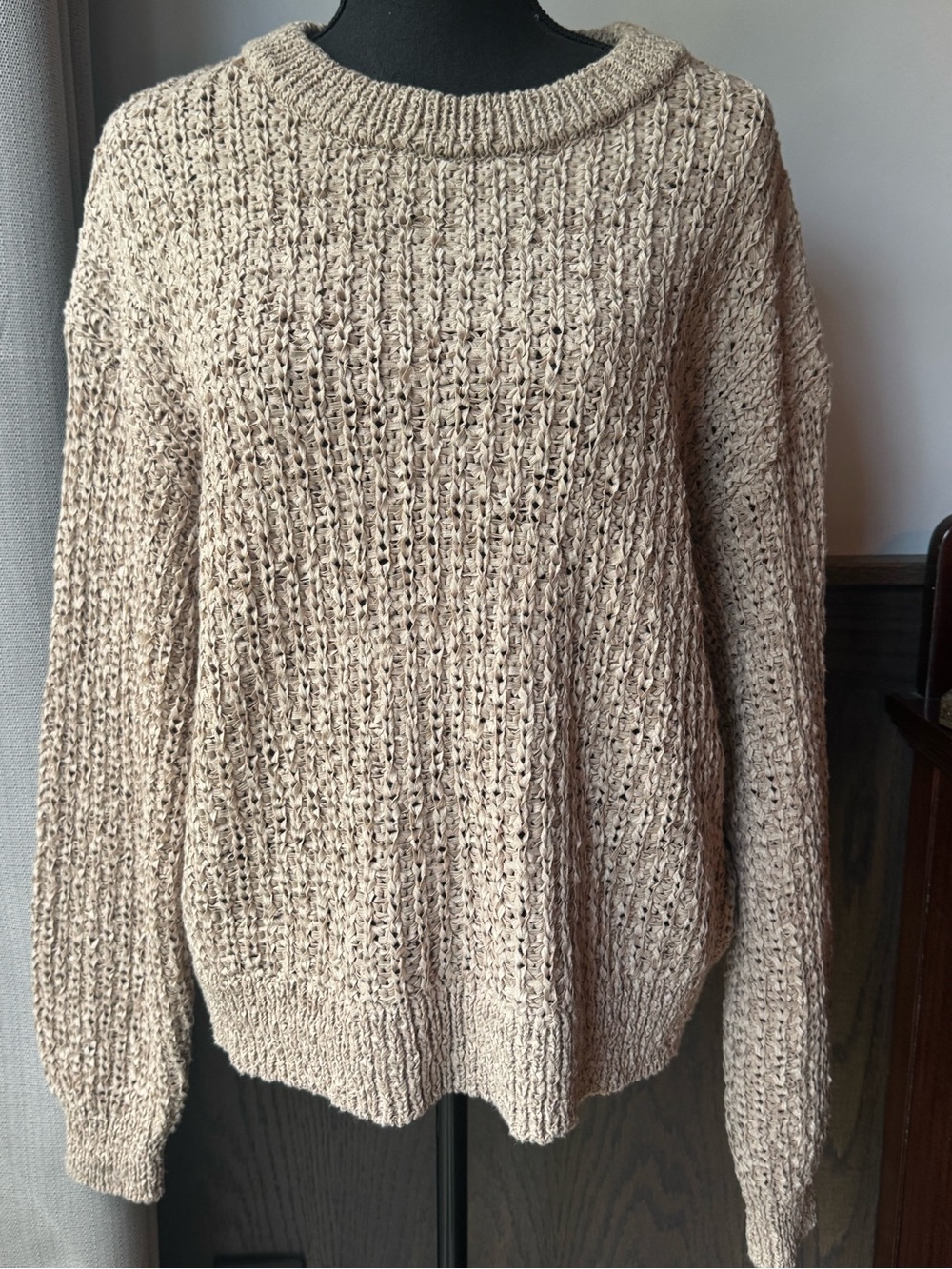 a new day open Knit Crewneck Sweater - Oatmeal xxl NWT